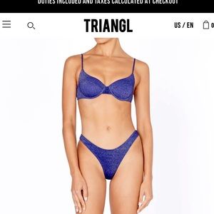 Triangl bikini top in size small ++, navy blue sparkle